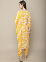 Thumbnail for Sangria Women Floral Printed Pure Cotton Kurta with Trousers & With Dupatta - Distacart