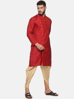 Thumbnail for Sethukrishna Men Maroon Angrakha Kurta with Dhoti Pants - Distacart