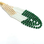 Thumbnail for Mominos Fashion Johar Kamal Gold-Plated Rani Haar with Cream Green and Off white Pearls Jewellery Set - Distacart