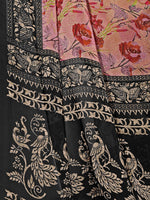 Thumbnail for Kalini Pink & Black Floral Saree - Distacart