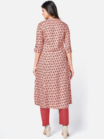 Thumbnail for Kalini Women Peach-Coloured Floral Printed Thread Worked Kurta - Distacart