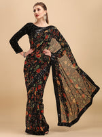 Thumbnail for Sangria Floral Printed Embroidered Saree - Distacart
