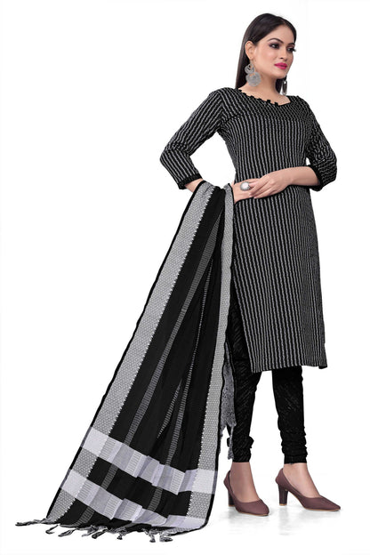 Black Cotton Jacquard Woven Unstitched Dress Material - Amara - Distacart