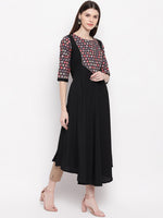 Thumbnail for Janasya Black Geometric Yoke Design Crepe Anarkali Kurta - Distacart