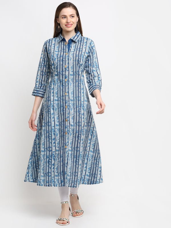 Kalini Women Blue Printed Beautiful Kurta - Distacart