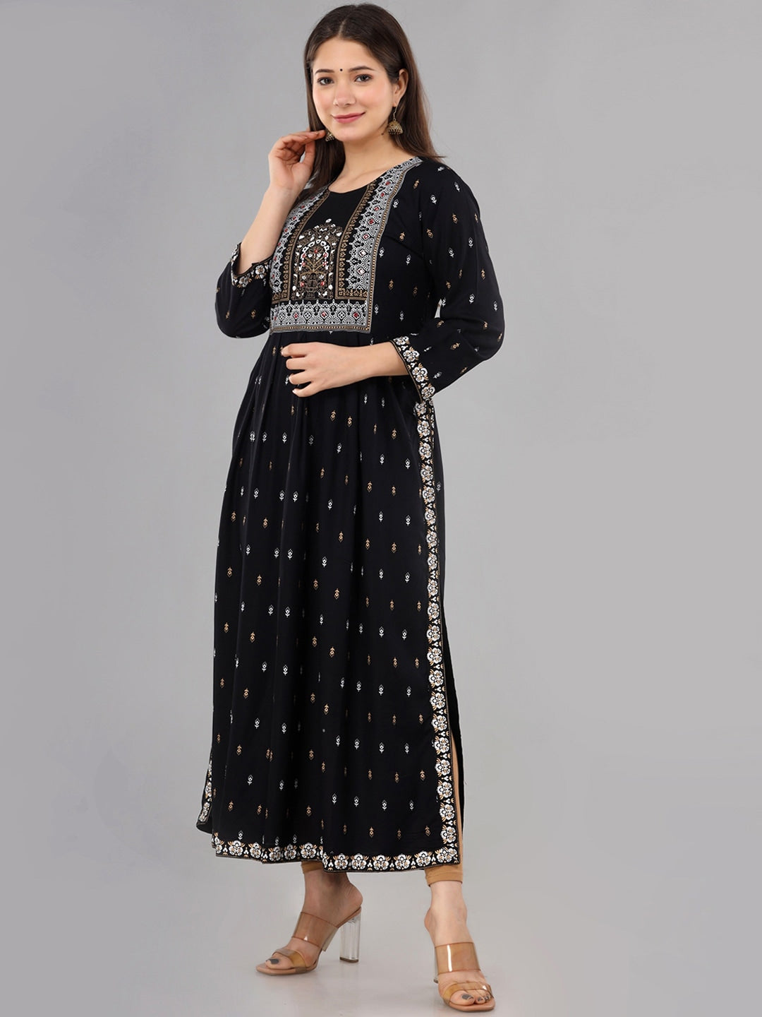 Kalini Women Ethnic Motifs Printed Mirror Work Summer Sheers Anarkali Kurta - Distacart