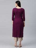 Thumbnail for Kalini Women Burgundy Floral Yoke Design Kurta - Distacart