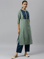 Thumbnail for Khushal K Women Chevron Printed Kurta with Trousers - Distacart