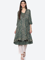 Thumbnail for Biba Women Green Printed Anarkali Kurta - Distacart