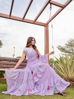 Thumbnail for Tikhi Imli Printed Ruffle Saree With Mirror Embroidered Work Blouse - Distacart