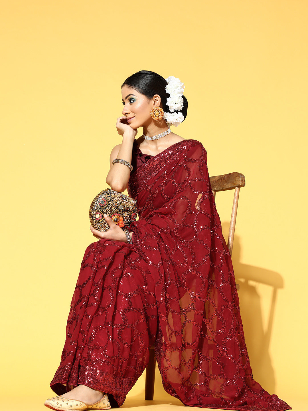 Mitera Embellished Saree with Border - Distacart