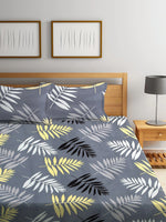 Thumbnail for Home Sizzler Grey Printed 144 TC 1 Queen Bedsheet with 2 Pillow Covers - Distacart