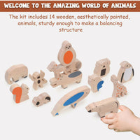 Thumbnail for Matoyi Wooden Balancing Animals - 14 Pcs Set - Distacart