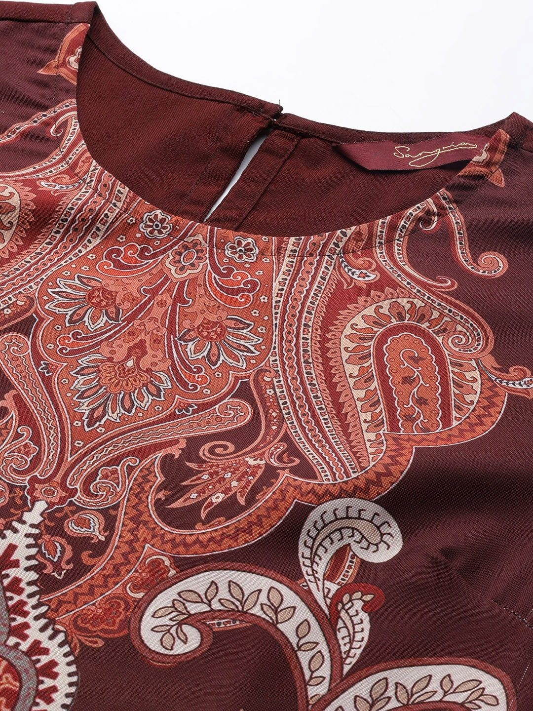 Sangria Women Ethnic Motifs Printed Puff Sleeves Straight Kurta - Distacart