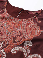 Thumbnail for Sangria Women Ethnic Motifs Printed Puff Sleeves Straight Kurta - Distacart