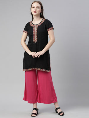 Souchii Pink Knitted Ethnic Palazzos - Distacart