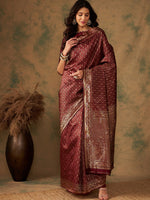 Thumbnail for Sangria Woven Design Zari Banarasi Saree - Distacart