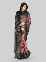 Thumbnail for Kalini Pink & Black Floral Saree - Distacart