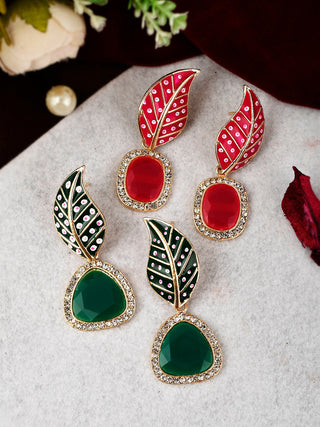 Shoshaa Set of 2 Gold-Plated Handcrafted Contemporary Drop Earrings - Distacart