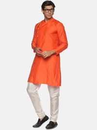 Thumbnail for Sethukrishna Men Orange Angrakha Kurta with Churidar - Distacart