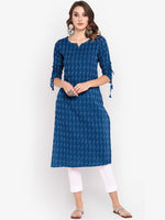 Thumbnail for Janasya Blue Woven Design Straight Kurta - Distacart