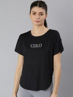 Thumbnail for MKH Women Black Typography Extended Sleeves Dri-FIT Sports T-shirt - Distacart