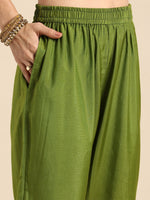 Thumbnail for Sangria Women Dyed Regular Sequinned Kurta with Trousers - Distacart