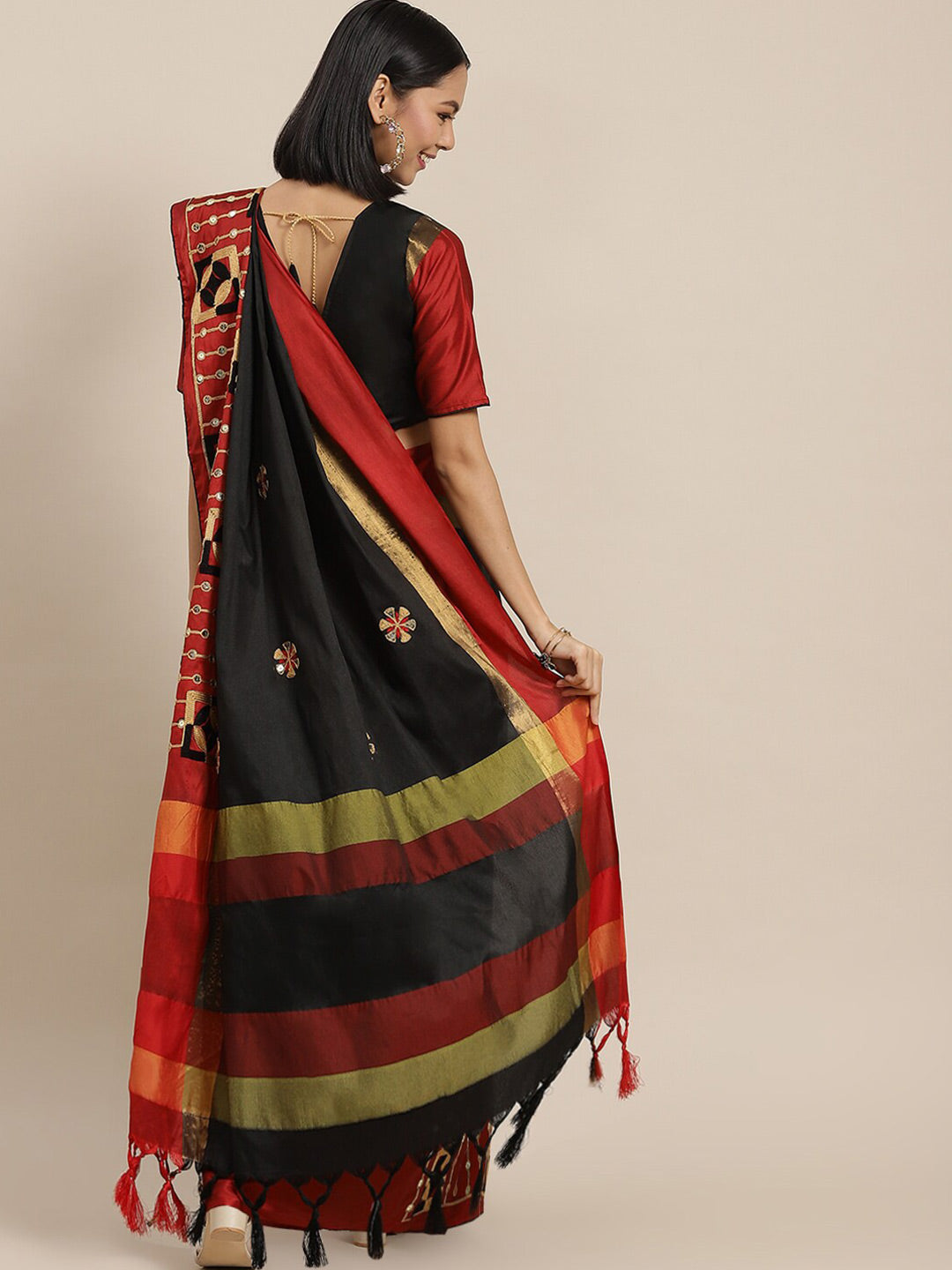 Kalini Ethnic Motifs Embroidered Silk Cotton Saree - Distacart