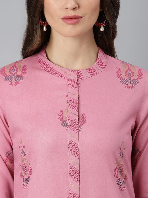 Khushal K Women Pink Printed Kurta with Palazzos - Distacart