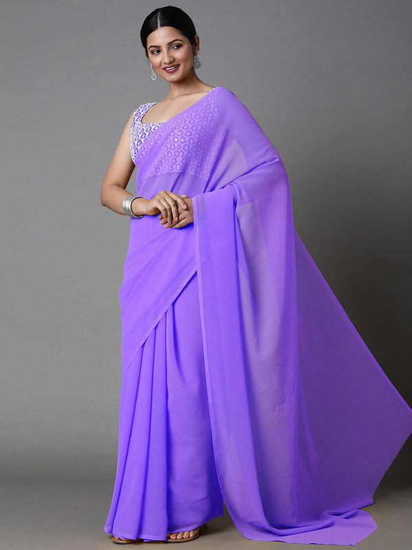 Mitera Pure Georgette Saree With Embellished Blouse - Distacart