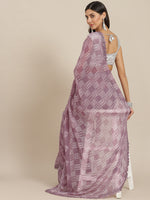 Thumbnail for Tikhi Imli Mauve Batik Saree With Chikankari Lace - Distacart