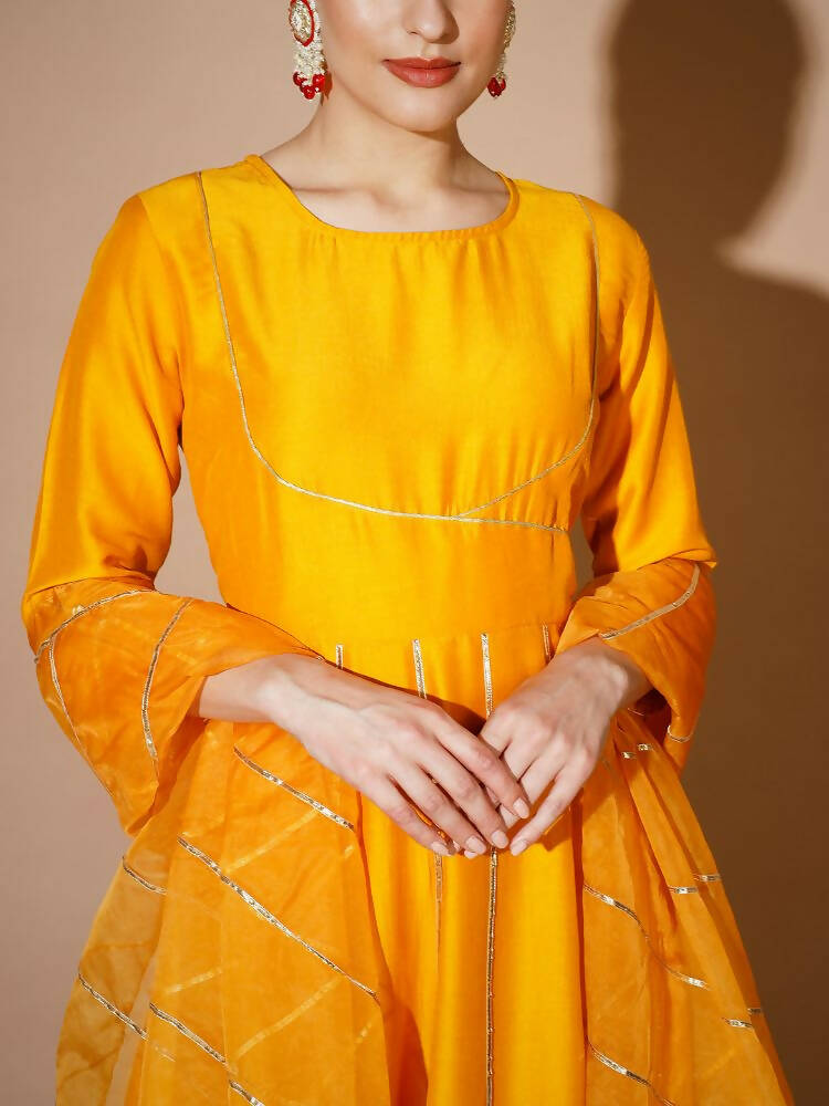 Myshka Women Mustard Solid Kurta & With Dupatta - Distacart