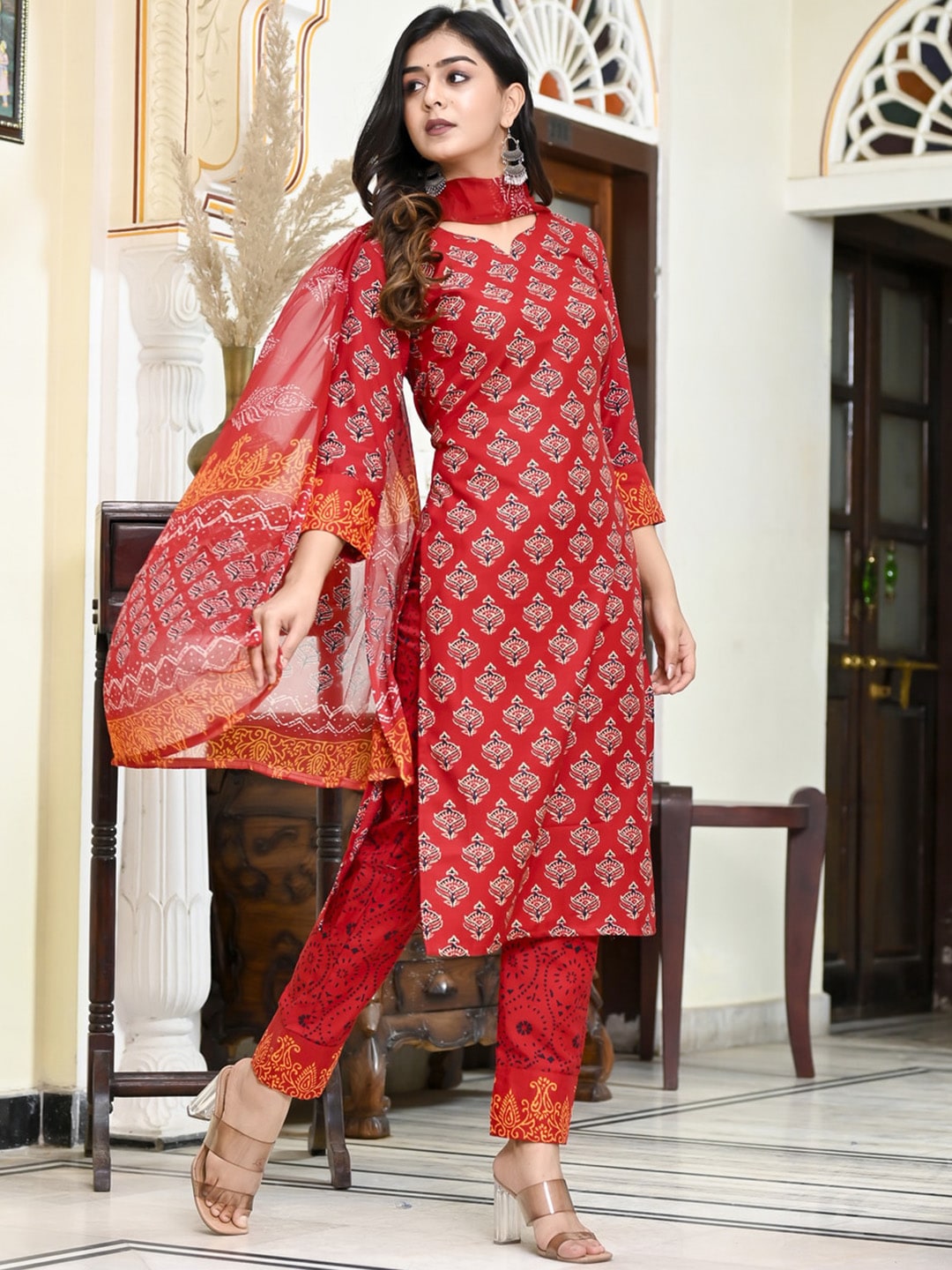 Kalini Ethnic Motifs Printed Kurta With Trousers & Dupatta - Distacart