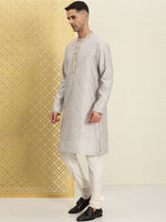 Thumbnail for House of Pataudi Men Floral Printed Mandarin Collar Jashn Kurta - Distacart