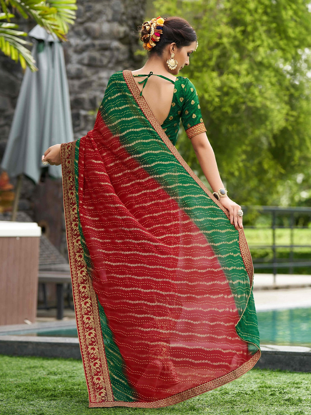 Mitera Ethnic Motifs PrintedZari Pure Georgette Saree - Distacart