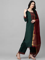 Thumbnail for Kalini Women Green Ethnic Motifs Printed Kurta with Palazzos & With Dupatta - Distacart