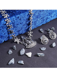 Thumbnail for Cardinal Silver-Toned Oxidised Long Jewellery Set Jewellery Set - Distacart