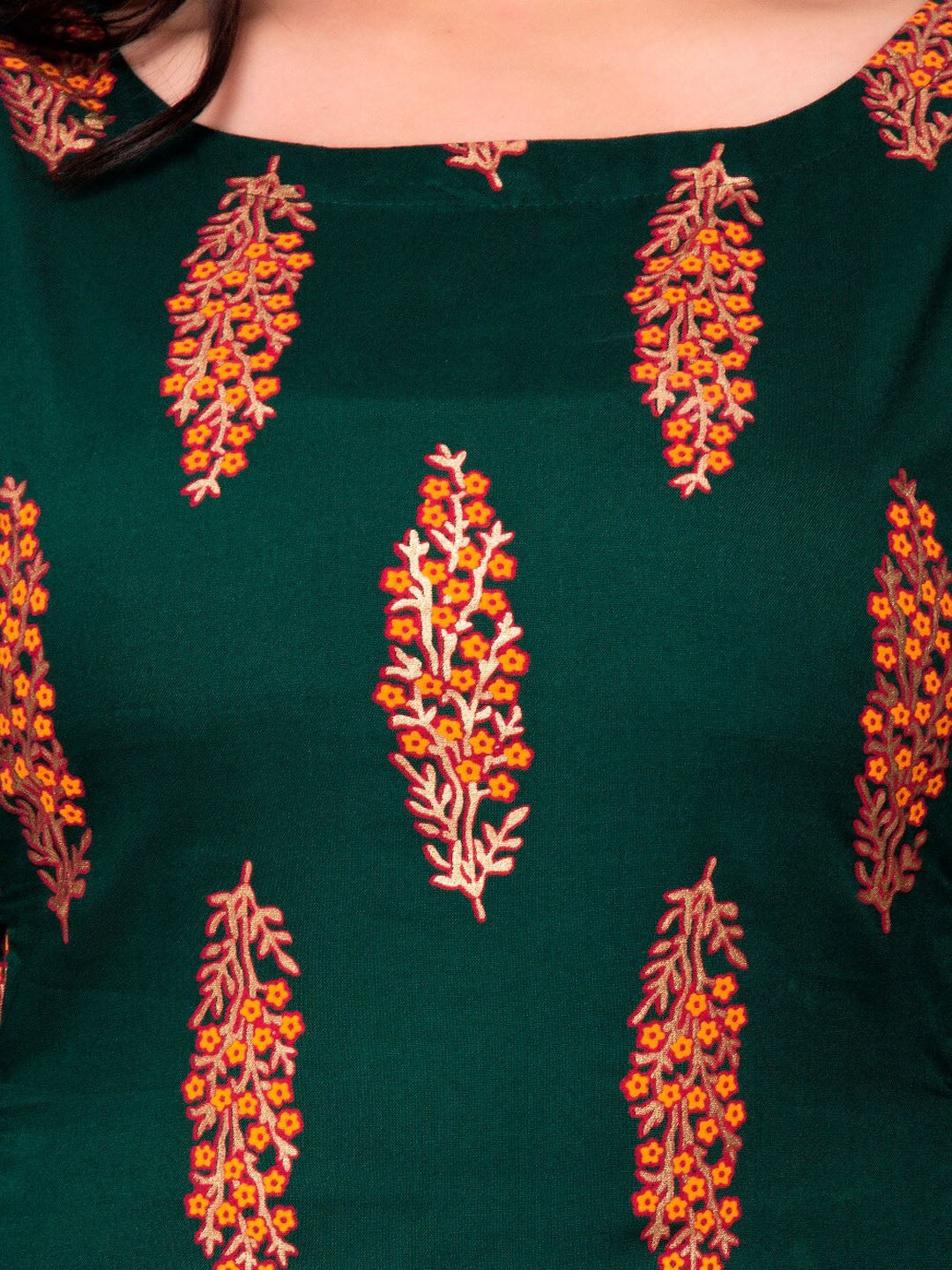 Kalini Women Green Ethnic Motifs Printed Flared Sleeves Handloom Kurta - Distacart