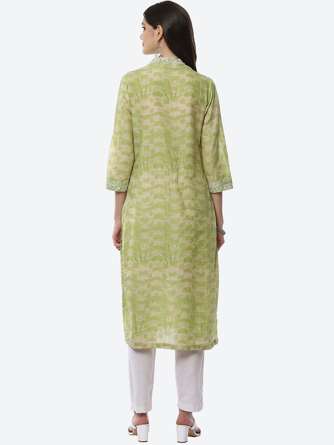 Biba Women Green Floral Embroidered Kurta - Distacart