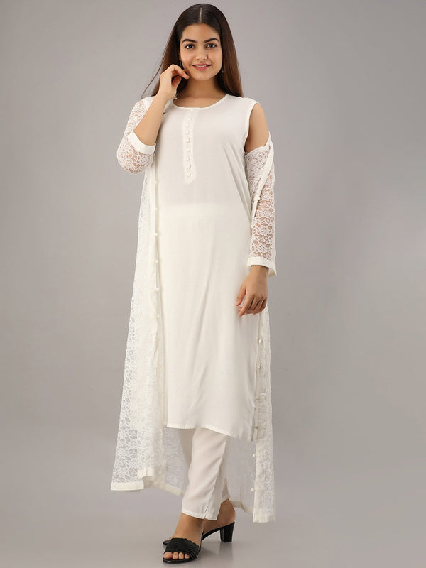 Kalini Straight Kurta With Trousers & Jacket - Distacart