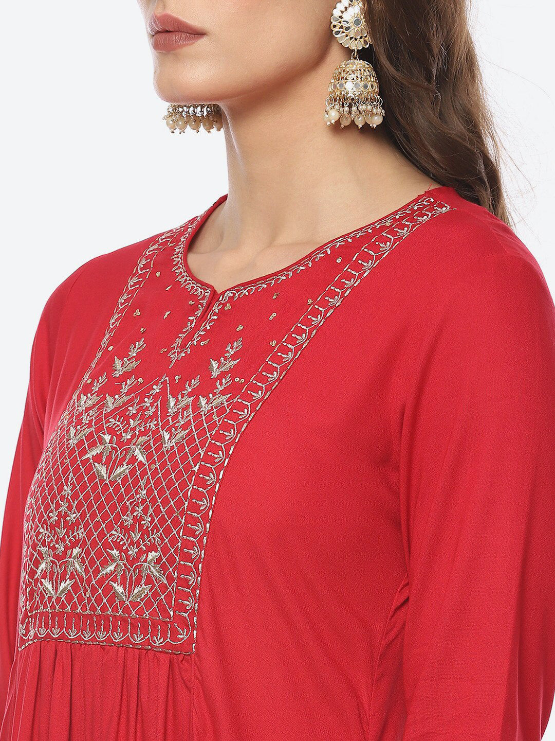 Biba Women Plus Size Yoke Design Kurta with Trousers & Dupatta - Distacart