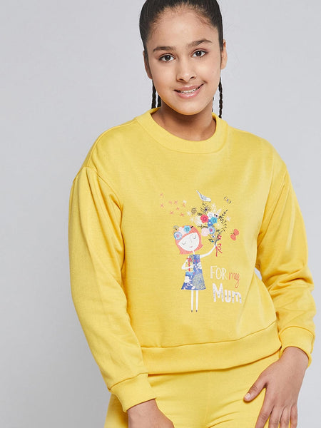 Lyush Yellow Fleece GIRL Sweatshirt For Girls - Distacart