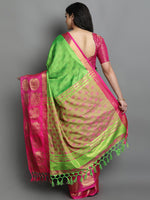 Thumbnail for Kalini Green & Pink Woven Design Saree - Distacart
