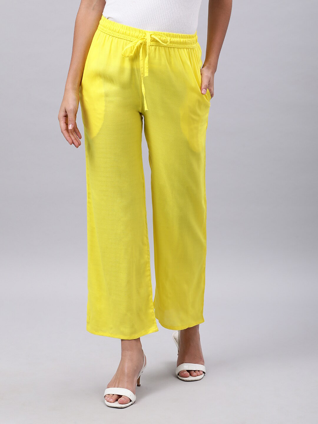 Souchii Women Yellow Liva Ethnic Palazzos - Distacart