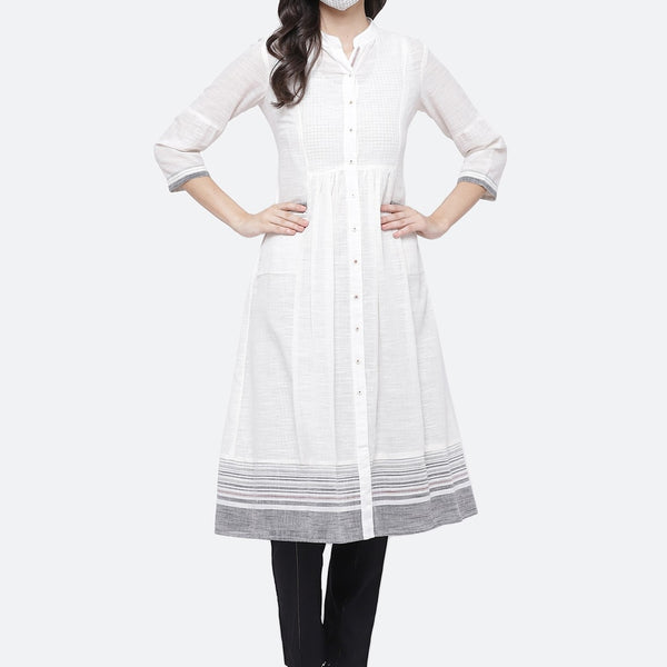 Biba Women White Anarkali Cotton Kurta - Distacart
