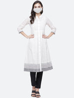 Thumbnail for Biba Women White Anarkali Cotton Kurta - Distacart