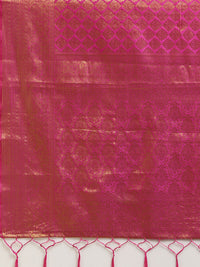 Thumbnail for Saree Mall Pink & Gold-Toned Woven Design Zari Silk Blend Banarasi Saree - Distacart