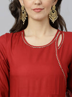 Thumbnail for Kalini Women Maroon Solid Anarkali Kurta With Dupatta - Distacart
