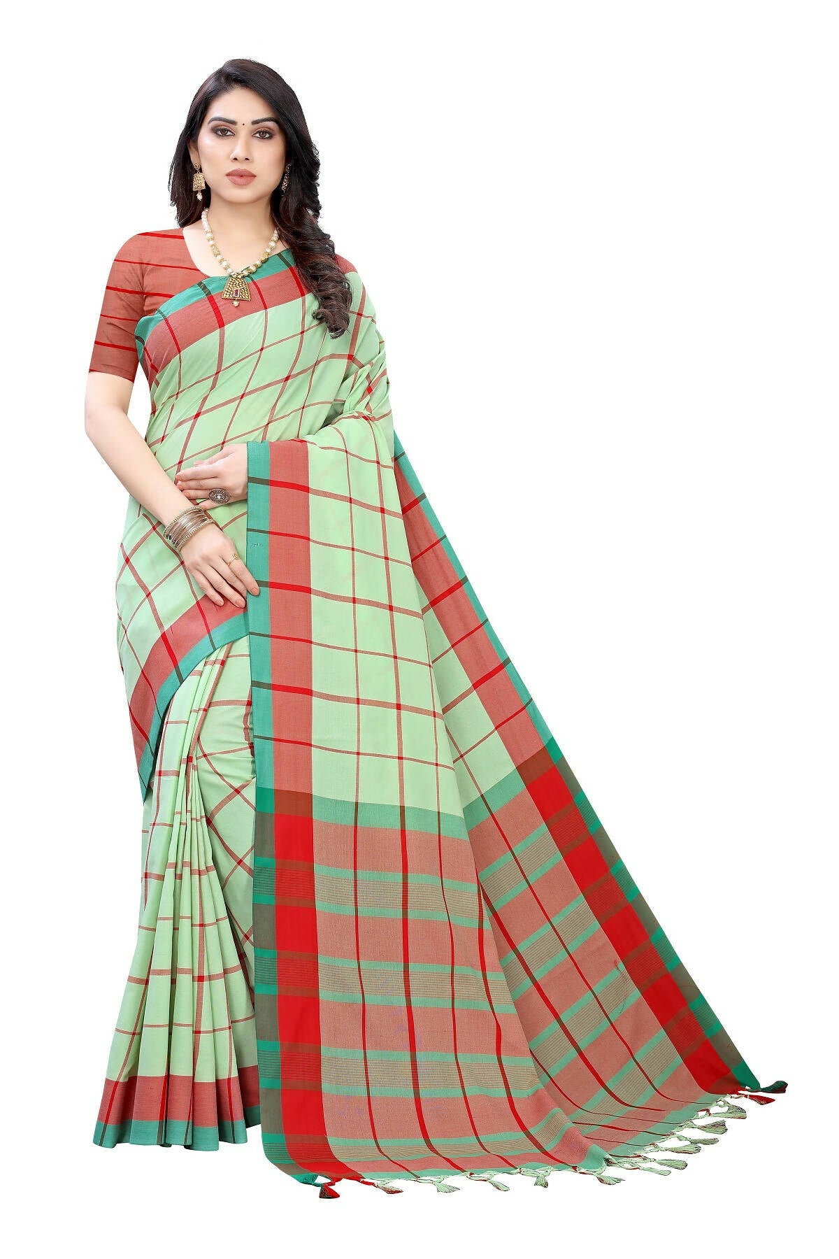 Vamika Pista Green Cotton Silk Weaving Saree - Distacart