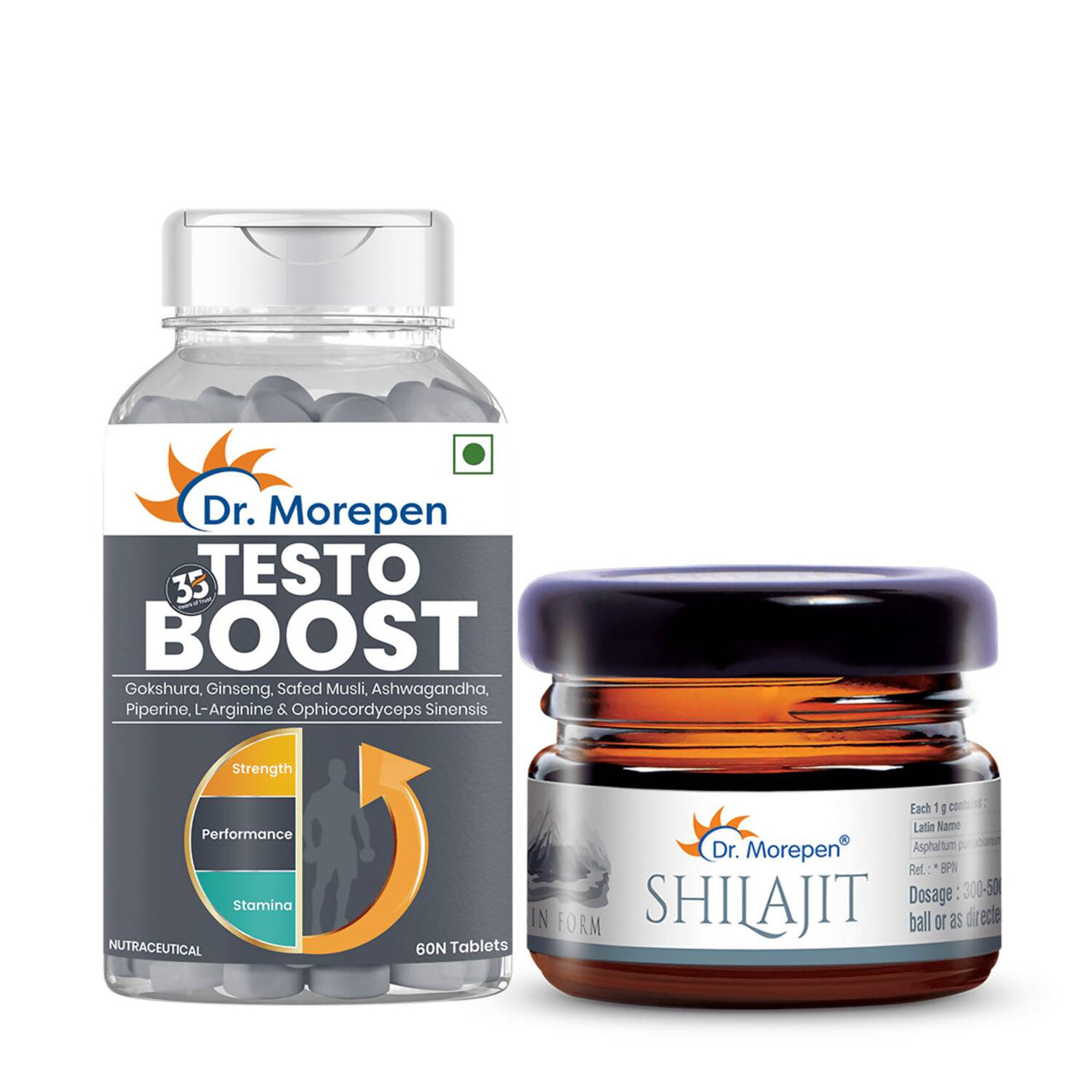 Dr. Morepen Natural & Pure SJ Resin and Testo Boost Tablets Combo - Distacart